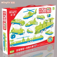 铭塔（MING TA）儿童玩具 磁性百变海陆空 汽车火车飞机轮船 磁性拼插积木磁力拼装益智 9件套装