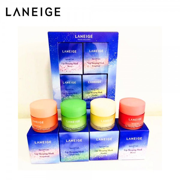 兰芝（LANEIGE）唇膜 草莓果冻睡眠唇膜20g 滋润保湿淡唇纹角质 4个限量组合 圣诞星空限量